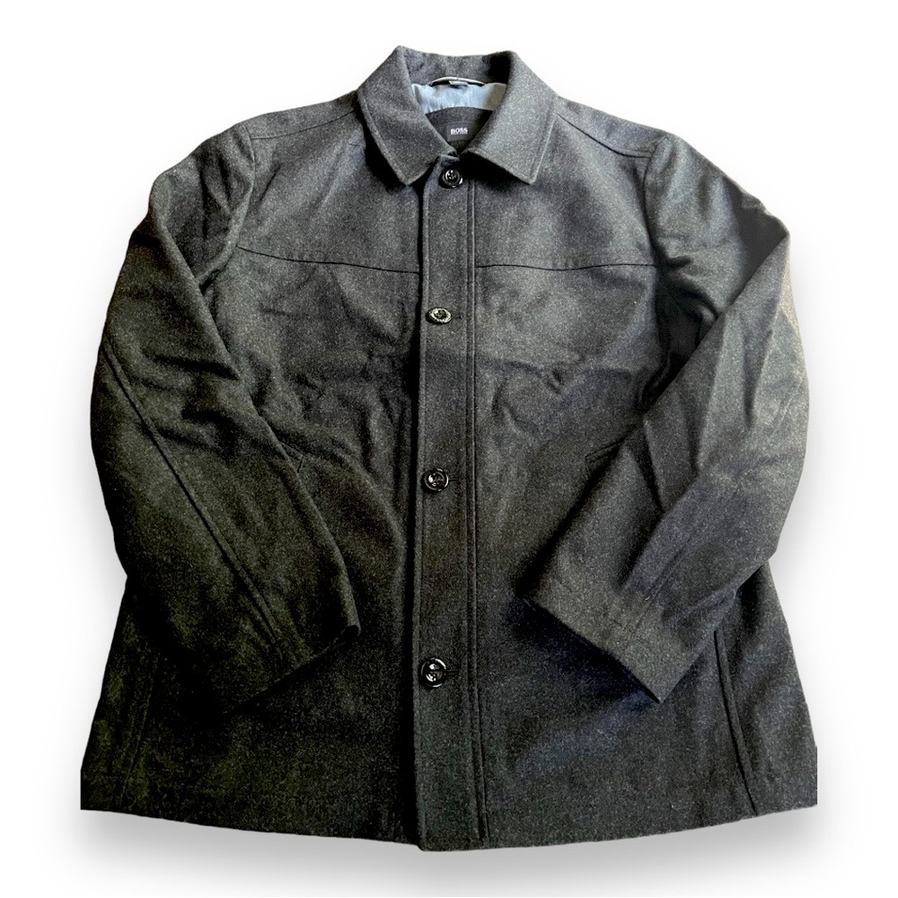 HUGO BOSS Men’s Cashmere Wool Pea Coat Jacket Button Down Size 44R ‘Charliy’